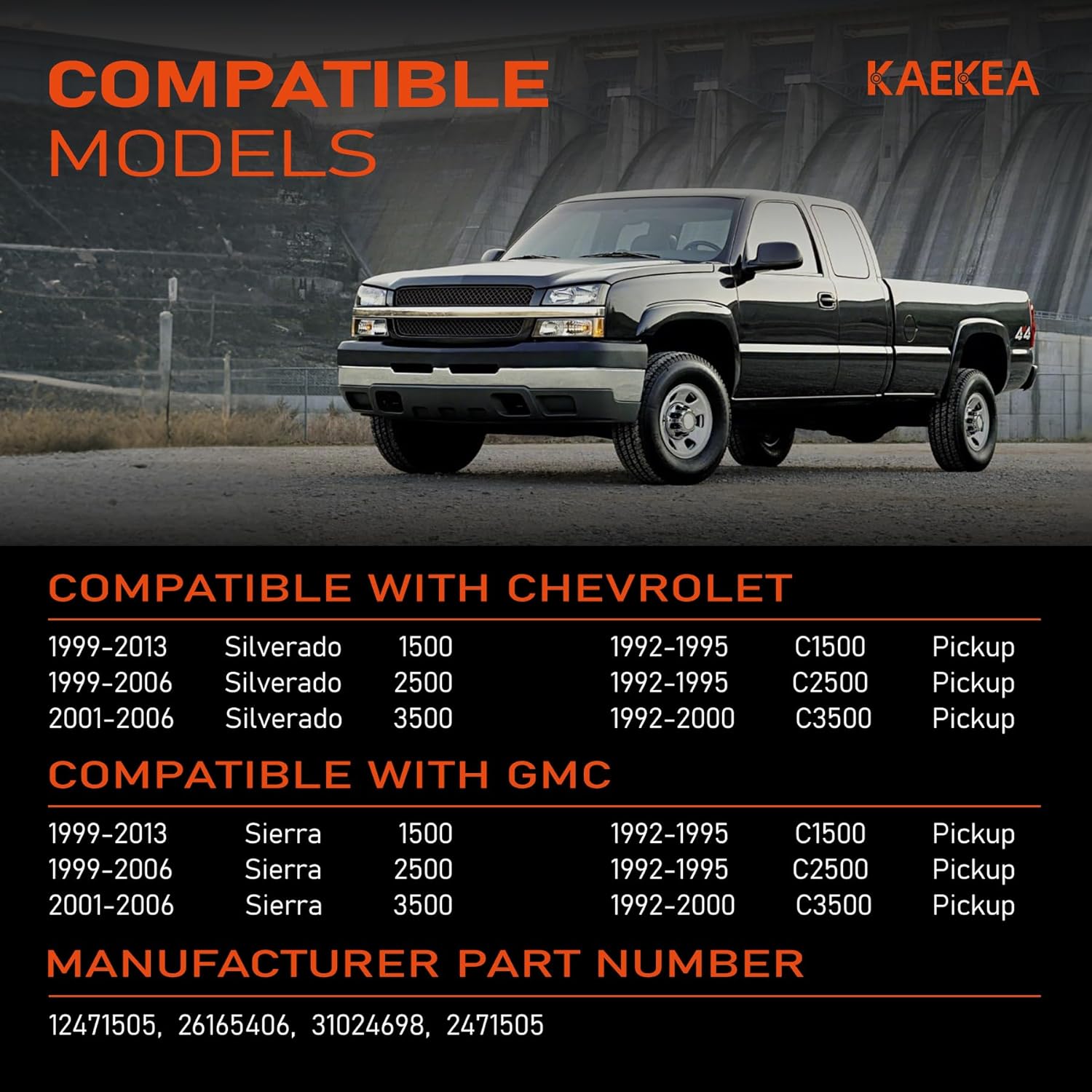 12471505 Drive Shaft Center Support Bearing Compatible with Chevrolet Silverado GMC Sierra 1500 2500 3500 1999-2013 for Chevy GMC C1500 C2500 C3500 Pickup 1992-2000 Replace 26165406 31024698 2471505