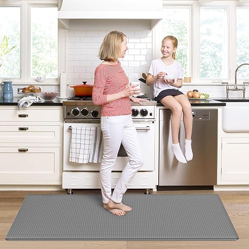 Miniatura 3 de Tapete de cocina de 2 piezas, antifatiga, acolchado, tapete de cocina para estar de pie, 17 x 79 pulgadas + 17 x 95 pulgadas, gris