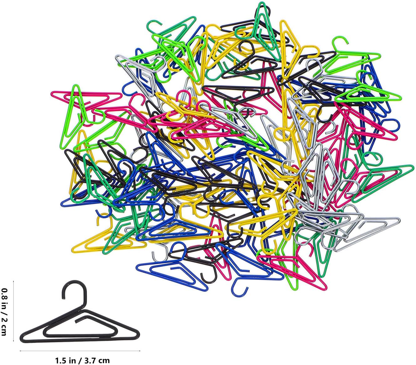 100pcs Hanger Shaped Paper Clips for Desk Files, Metal and Plastic image 2