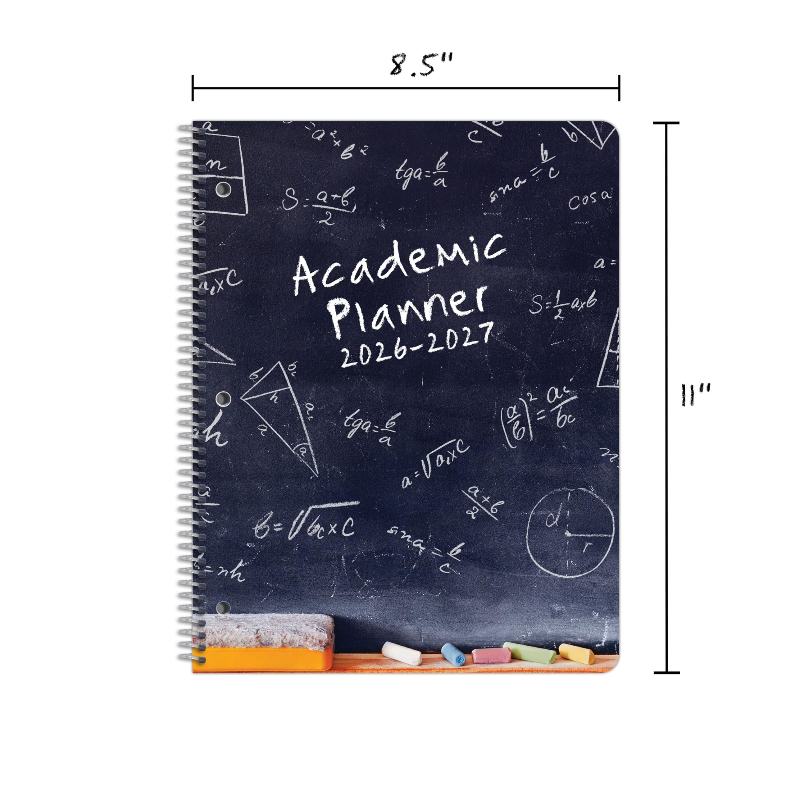 Agenda de estudiantes de secundaria con fecha 2026-2027, año escolar académico, tamaño grande (8.5 x 11 pulgadas) estilo matriz con cubierta clásica de matriz media/alta