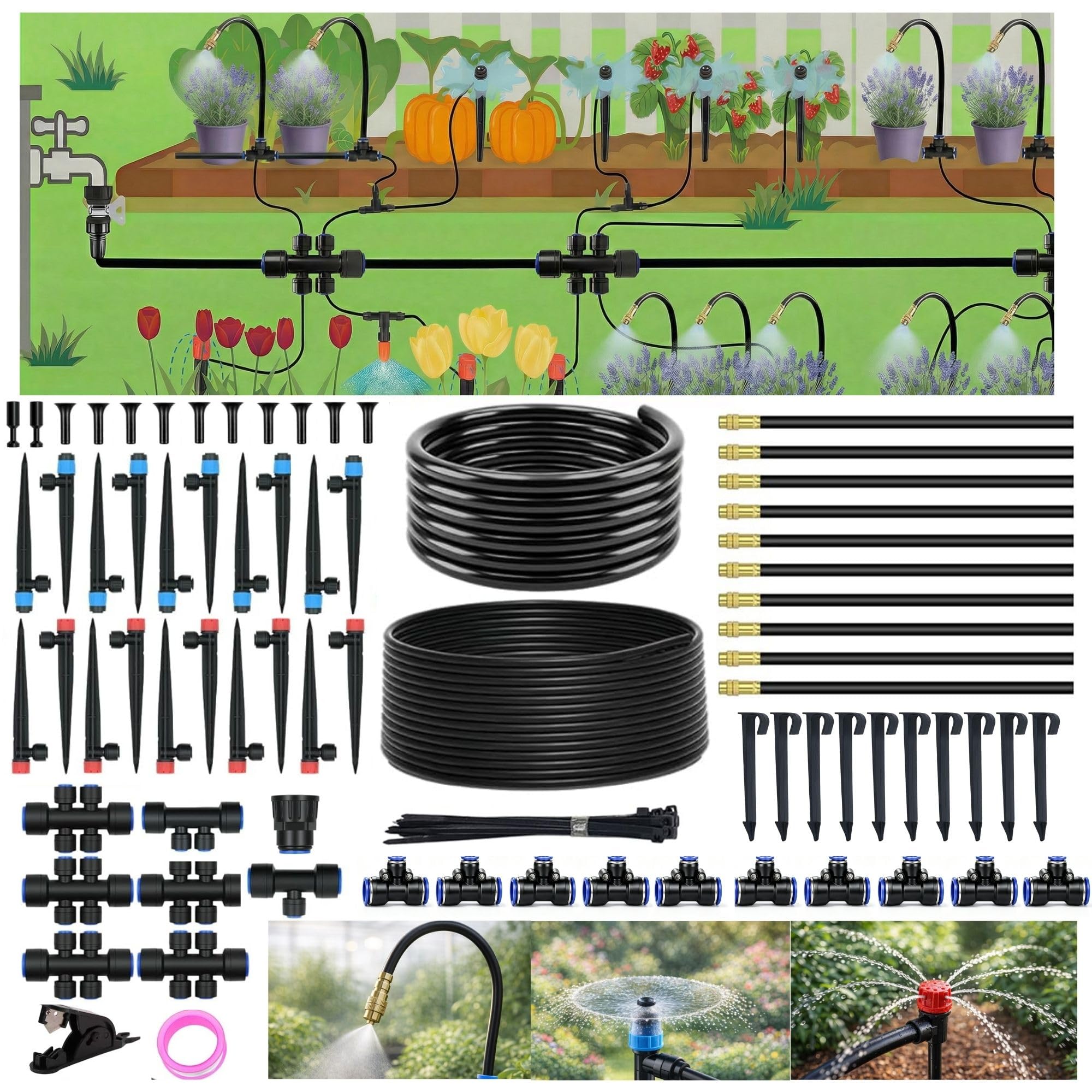 PESIODU 240FT Drip Irrigation System