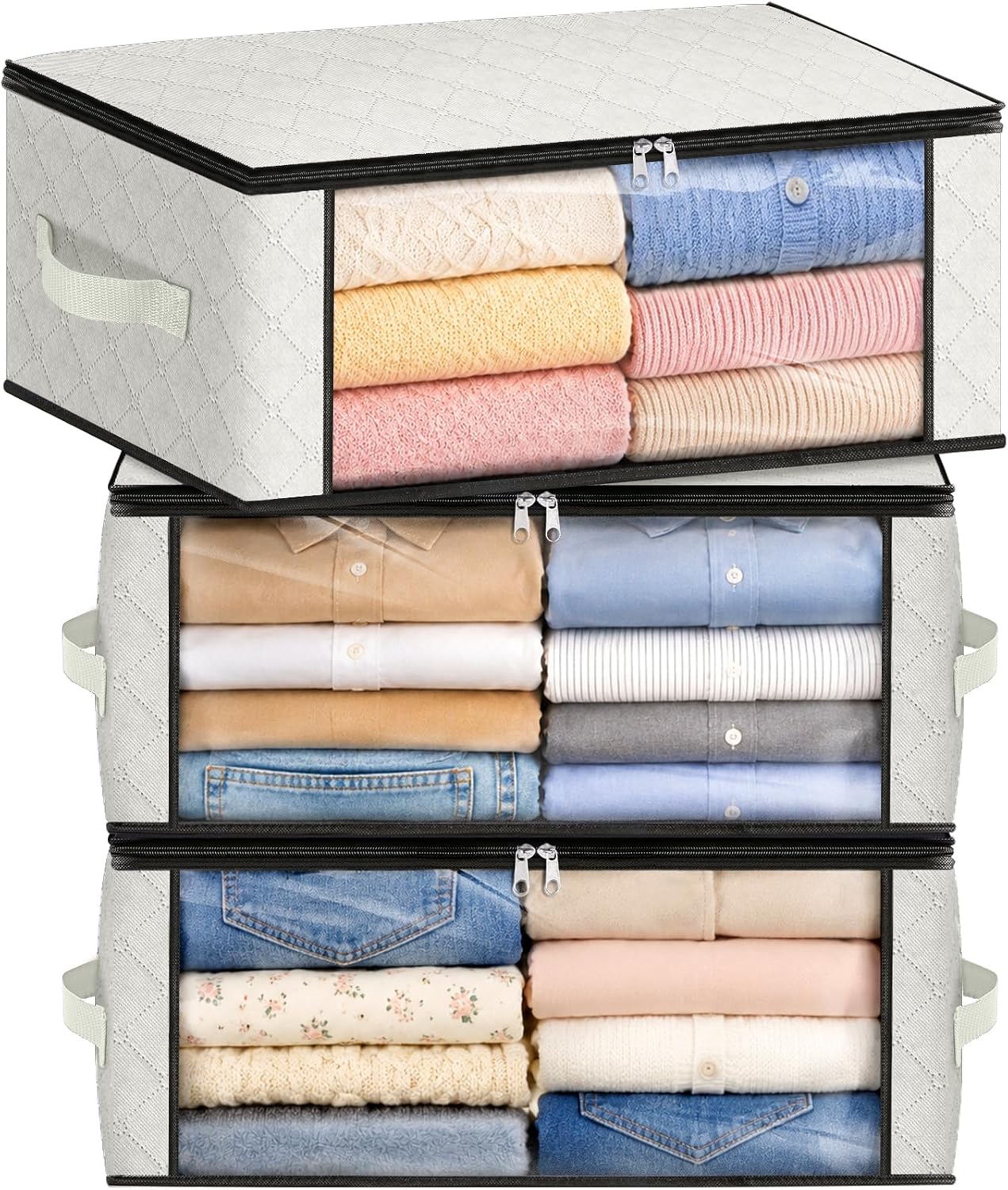 Clothes Storage, Foldable Thick Fabric Blanket Storage Bags, Containers for