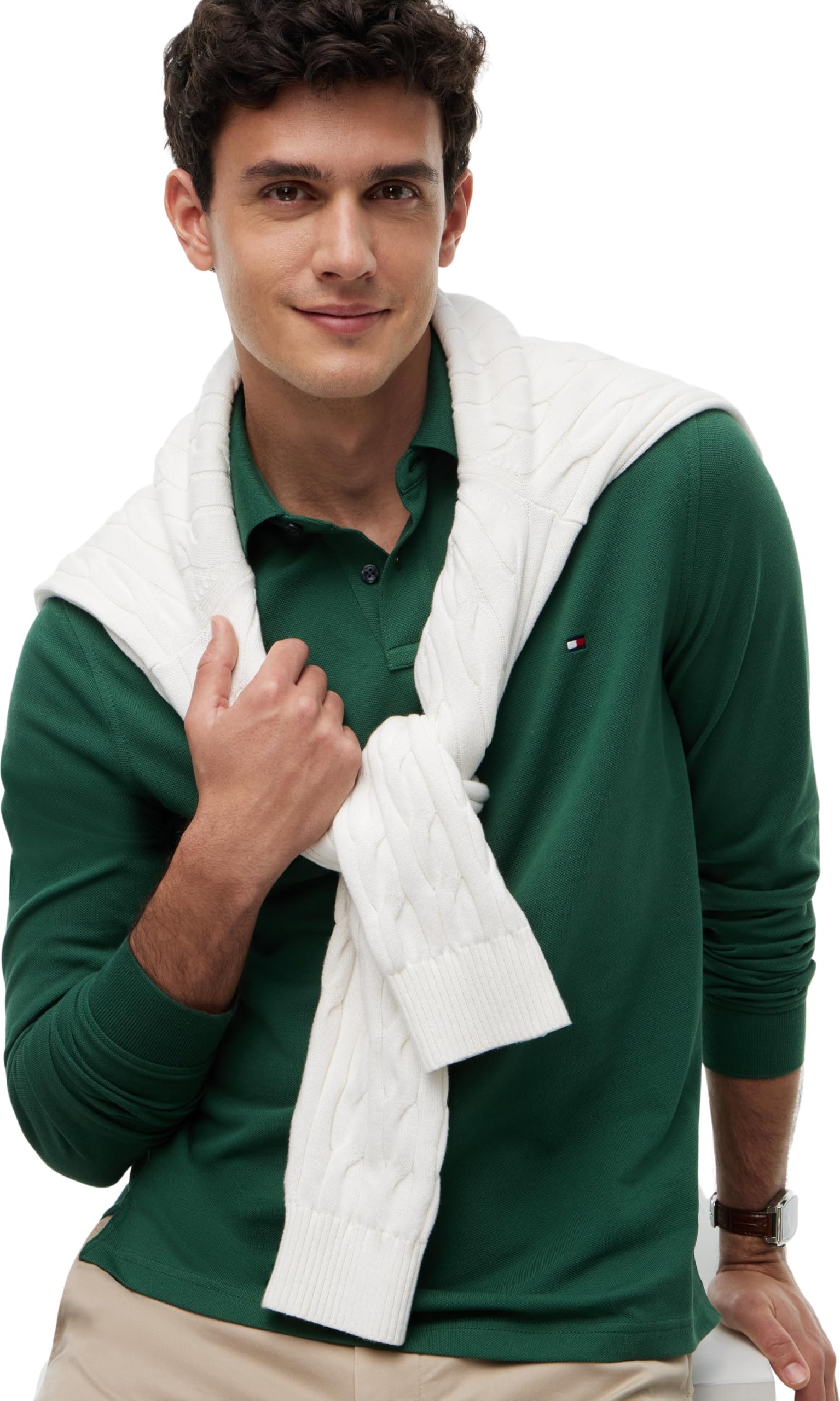 Tommy Hilfiger Polo de Manga Larga Hombre Regular Fit con Botones