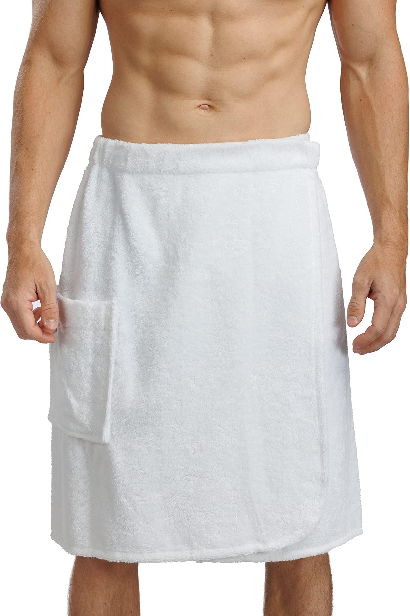 Fishers Finery Men's Terry Cloth Spa Wrap - Luxury Organic Cotton Modal Blend