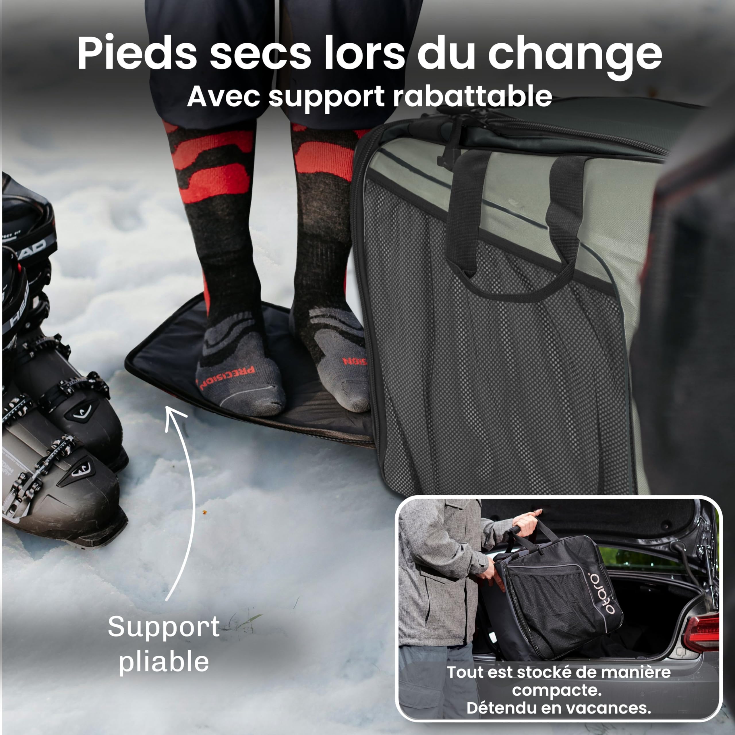 Otaro Sac à Chaussures de Ski pour Enfants avec Compartiment pour Casque (Enfants | 27 L | Gris) Sac de Ski Premium pour Chaussures |