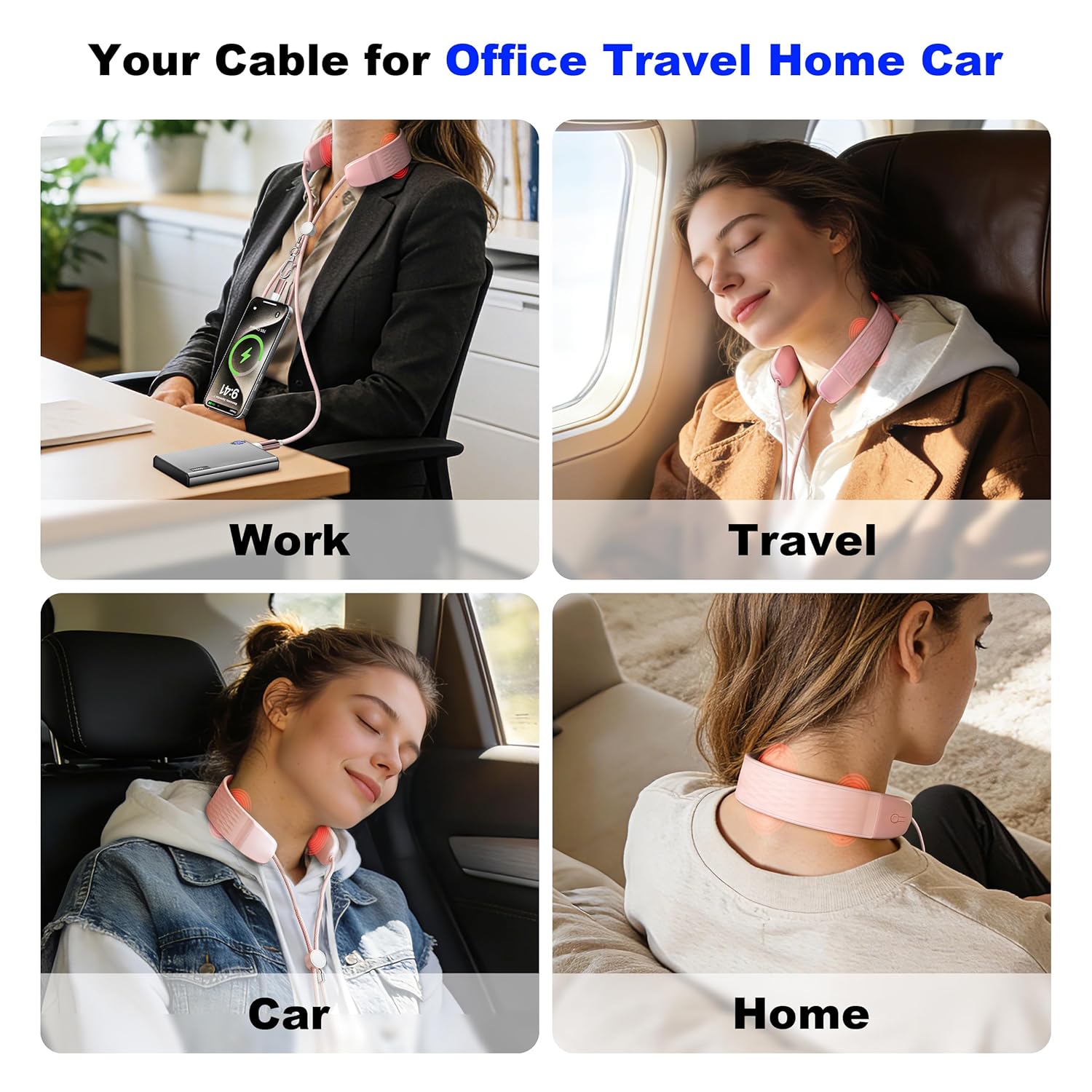 ZBF USB C to USB C Cable 100W Fast Charging Type-C Cable with Neck Massager(1-Pack 4.5FT), 5A High-Speed Data & Charging Cable for iPhone 17/16/15/14/13,Pad,Samsung Galaxy Android, More USB-C Devices