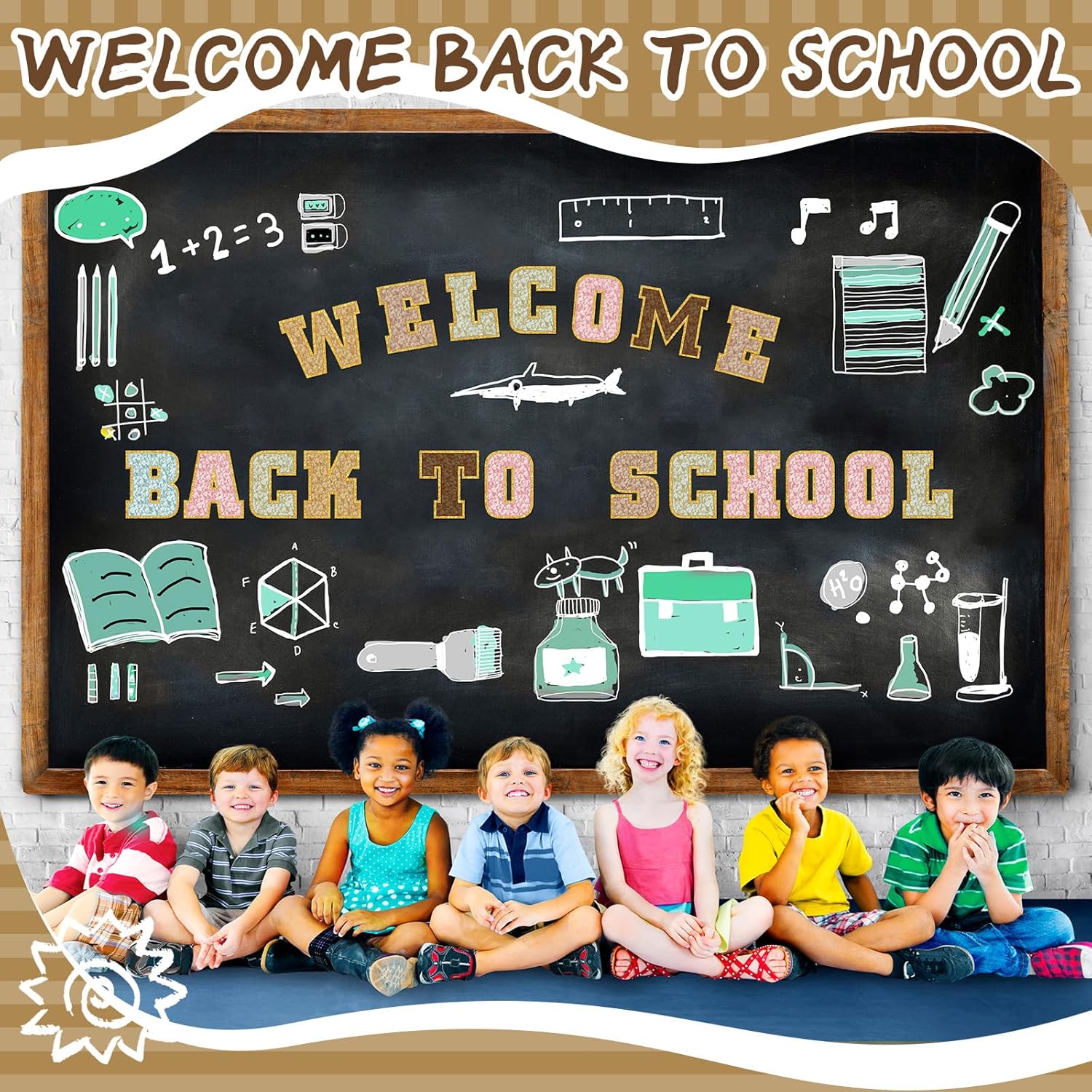 176 Pcs 7 Inch Large Bulletin Board Alphabet Letters and Numbers with 340 Pcs Adhesive Dots, Big Paper Letters Cutouts for Classroom School Bulletin Board Chalkboard Decor(Retro)