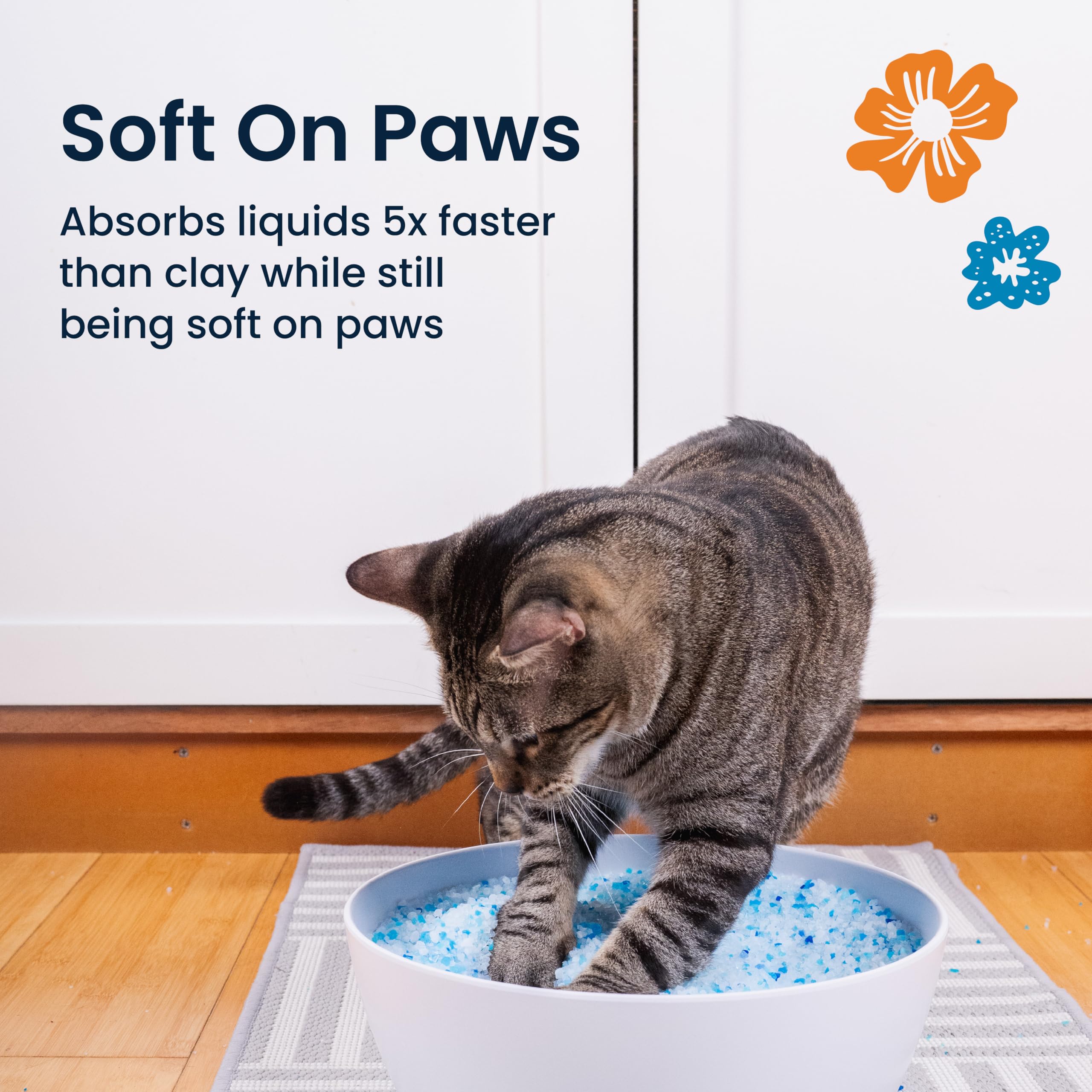 Feline Fresh - Arena para gatos de cristal con aroma fresco y control de olores (5 veces más rápido), la mejor arena ligera y no aglutinante para absorber la orina, seca los residuos sólidos (2 bolsas