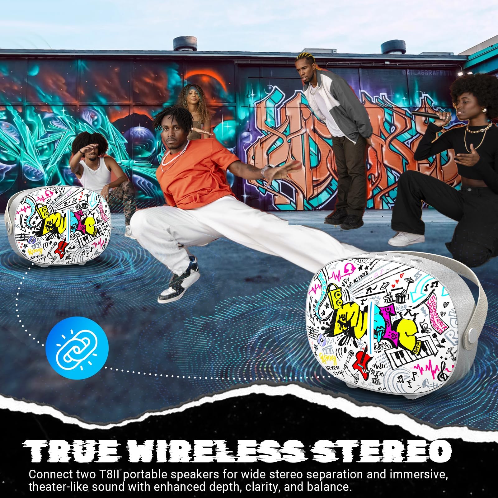 W-KING Cassa Bluetooth Potente Portatile Altoparlante, T8II 96W PICCO Party Wireless Bluetooth Speaker, Grande con 2 Subwoofer, Potenti Bass, Ricarica Rapida, BT5.4/U-disk/AUX/LED