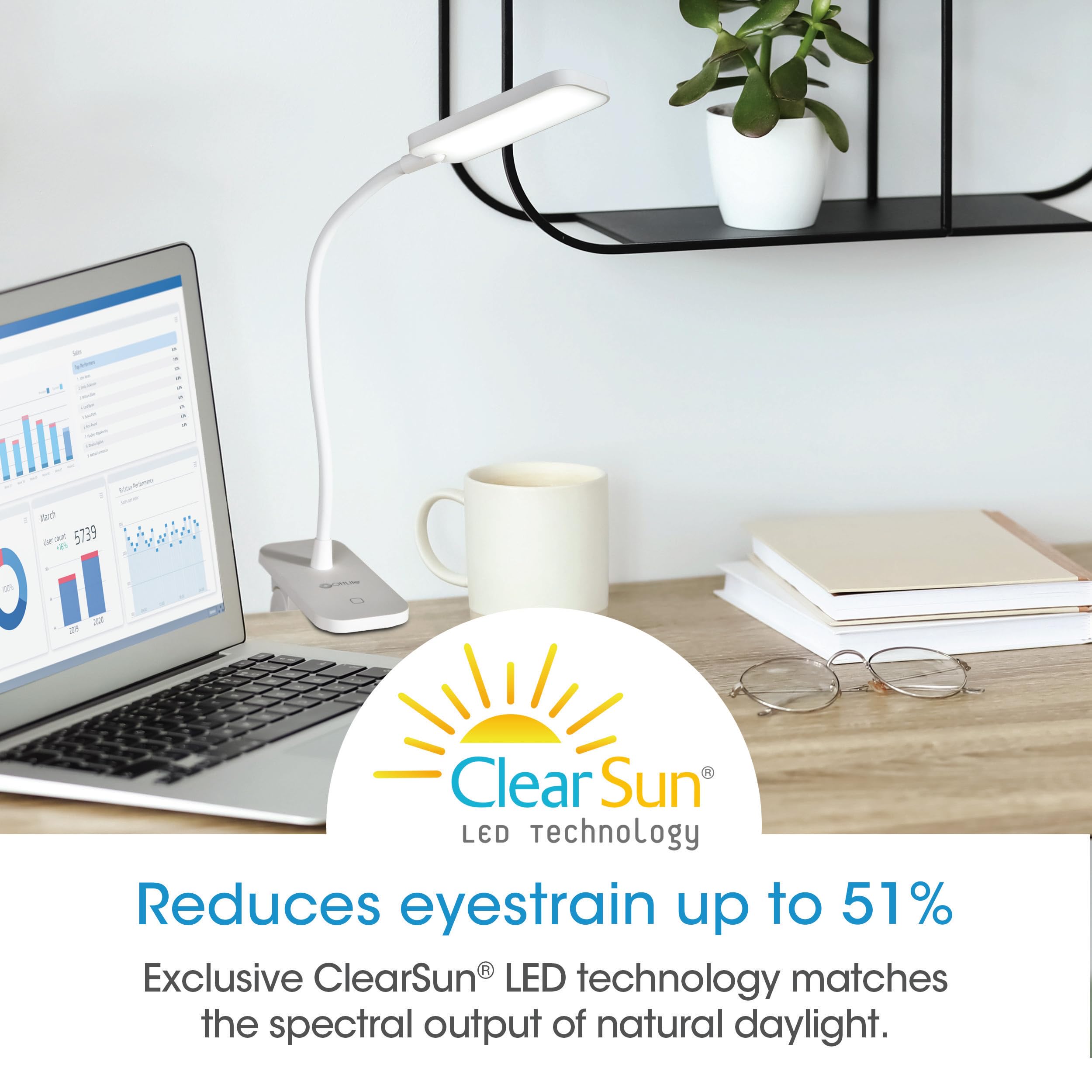 Wiederaufladbare LED-Clip-Lampe – ClearSun LED-Technologie mit Touch-aktivierter Steuerung, dimmbaren LEDs & flexiblem Arm – Reisefreundliches Clip-Licht zum Lesen, Bettkopfteil & Computer