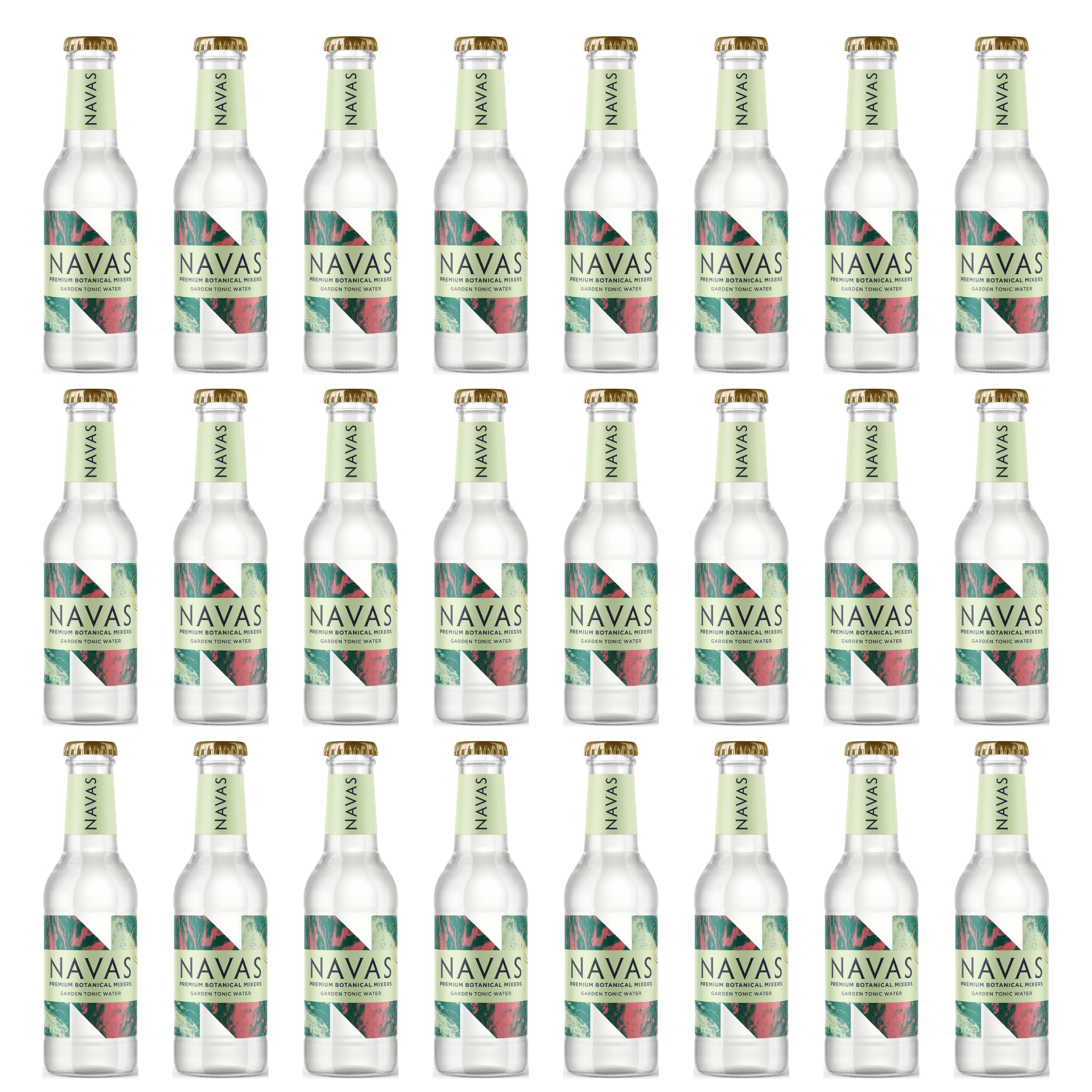 Navas Botanical Garden - Acqua tonica, 24 x 200 ml, realizzata con acqua di sorgente della Cornovaglia