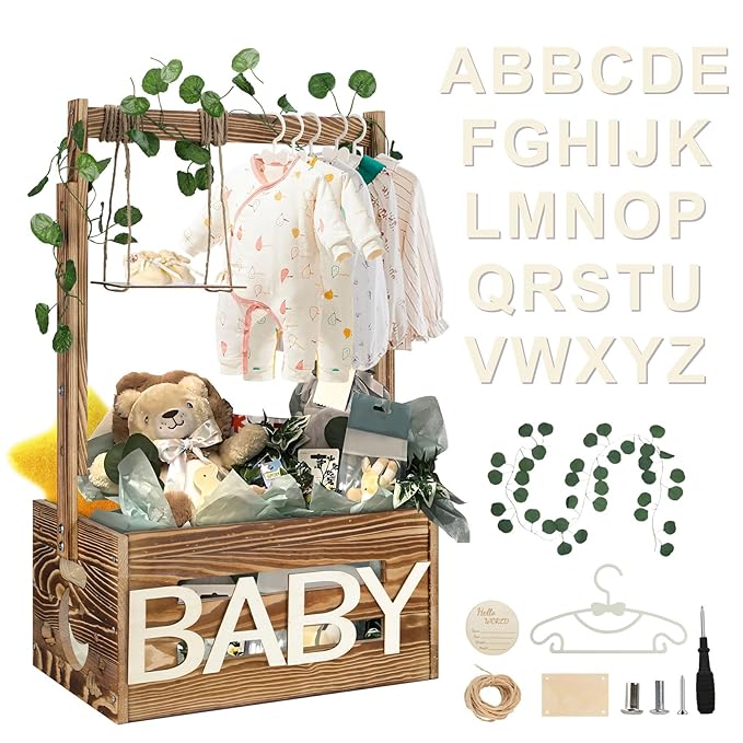 Amazon.com : TAEYONK Wooden Baby Shower Crate Closet, Baby Shower ...