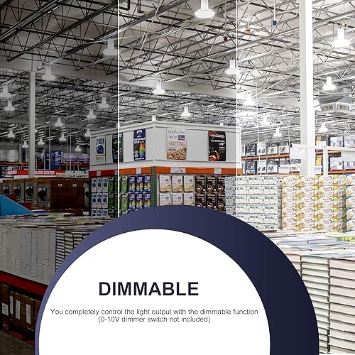 Miniatura 4 de Luz LED UFO-LED de 150 W, con certificación UL y DLC, 5000 K, luz diurna 21000 lm, 0-10 V regulable LED de alta bahía, accesorio de iluminación