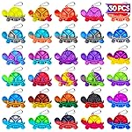 Pop Fidget Toys Bulk Its Kids Party Favors 30 PCS Turtle Toys Mini Pop Keychain It Sensory Fidget Toy Pack Fidgets for Classroom Prizes for Kids Students Carnival Prizes Birthday Goodie Bag Stuffers