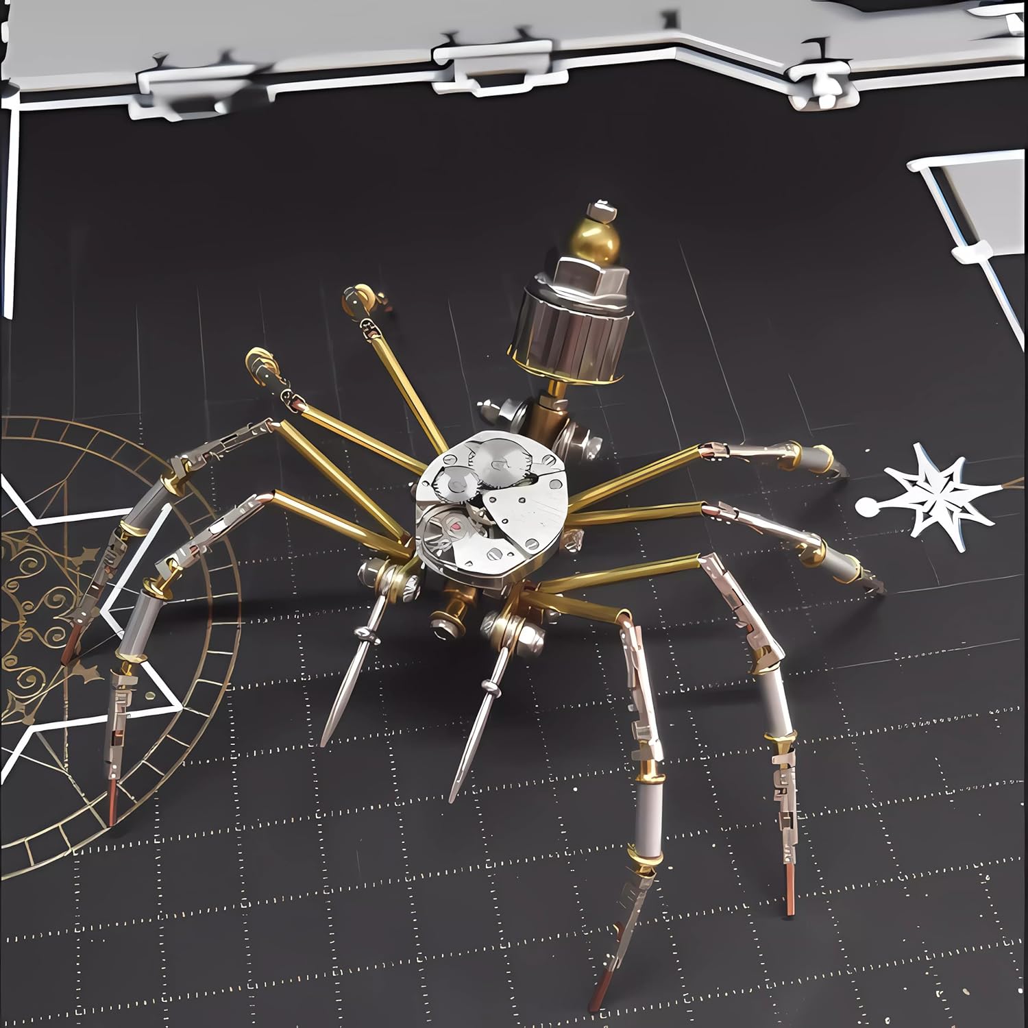 Mechanical Metal DIY 3D Spider Model Insect Brass Puzzle Assembly DIY Gift Craft Hobby for Men for Family and Friends(Mechanical Spider)