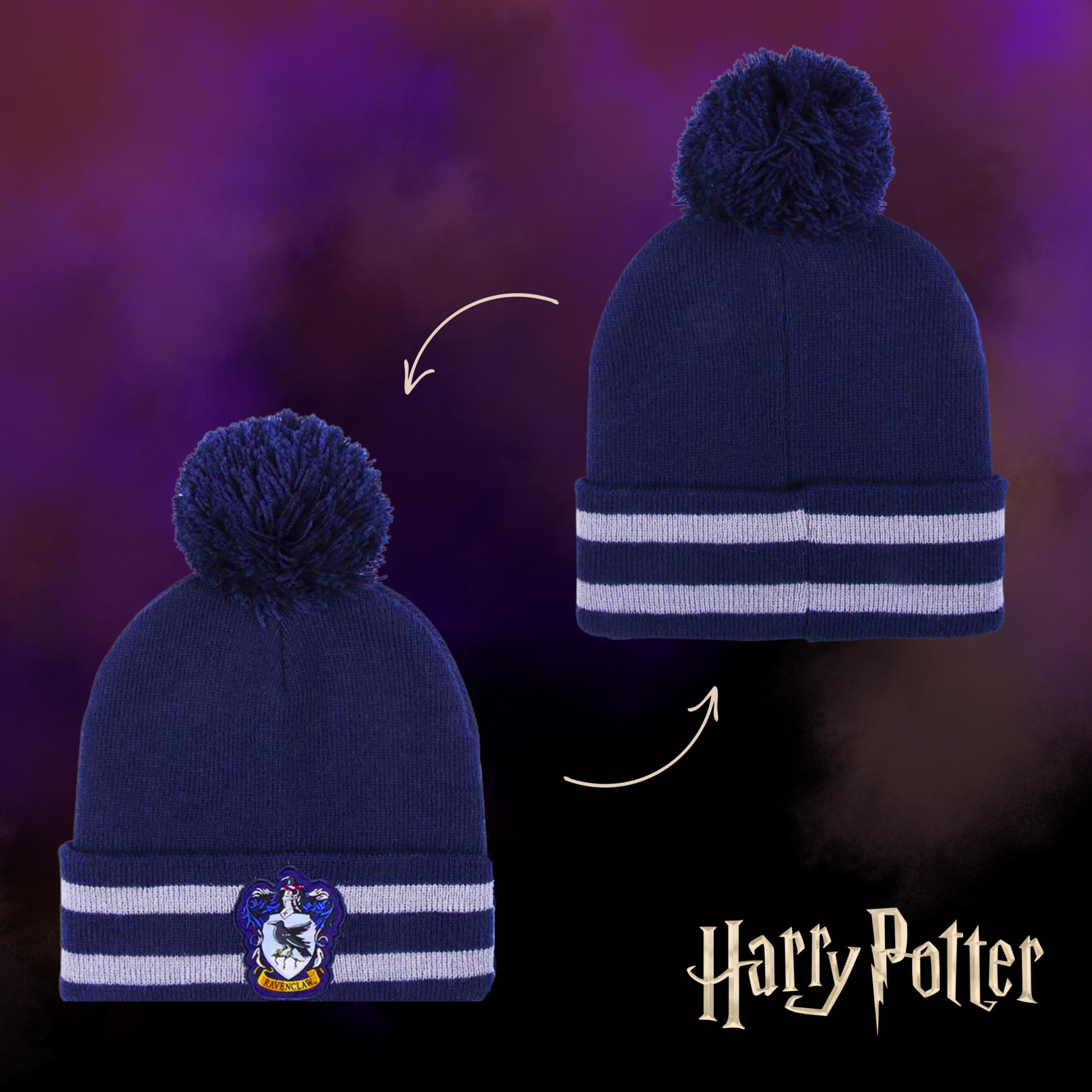 Harry Potter Chapeau et écharpe, Ensemble d'hiver pour Enfants et Adolescents, Chapeau et écharpe Poudlard, Set d'hiver Serdaigle, Accessoires d'hiver - Bleu