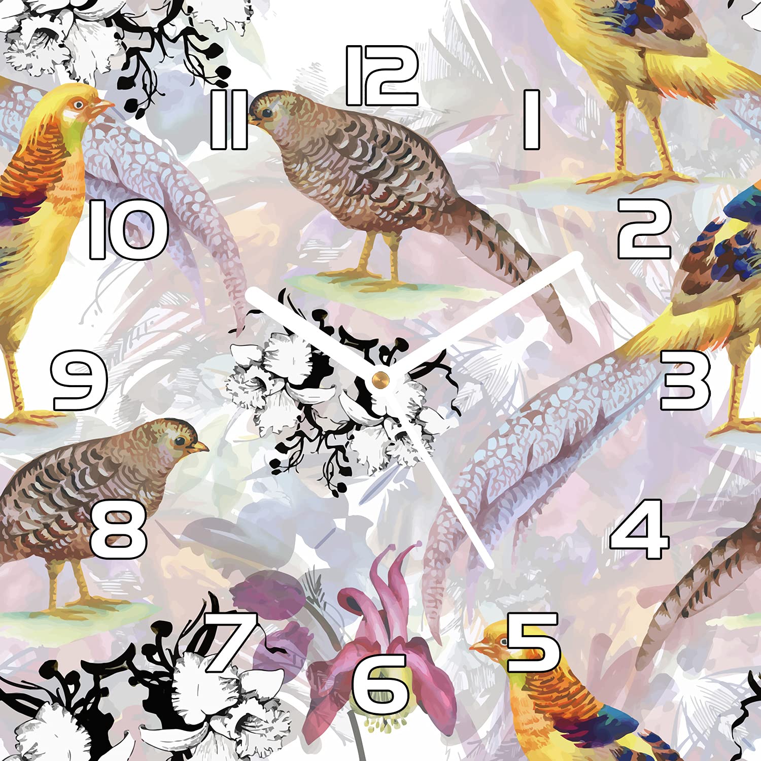 Verre sécurité salon horloge murale design rustique chic 30x30 cm aiguilles