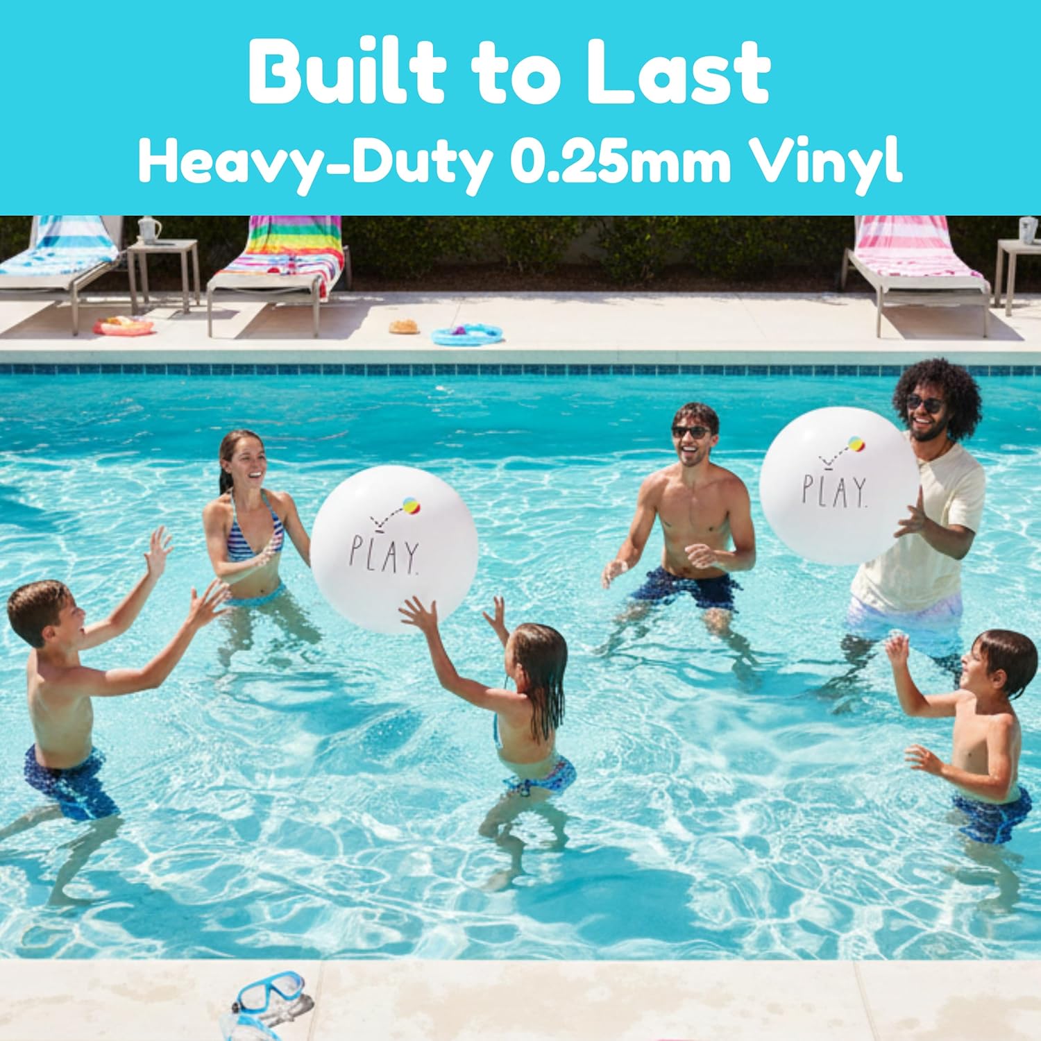 Coconut Float Rae Dunn Large 27 Inch Inflatable Beach Balls - Great for Summer Parties & Swim Events