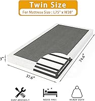Vista 2 de LUMUNANCE Base de colchón Twin Box Spring de 3 pulgadas, perfil bajo, tamaño individual, con cubierta de tela, fácil montaje