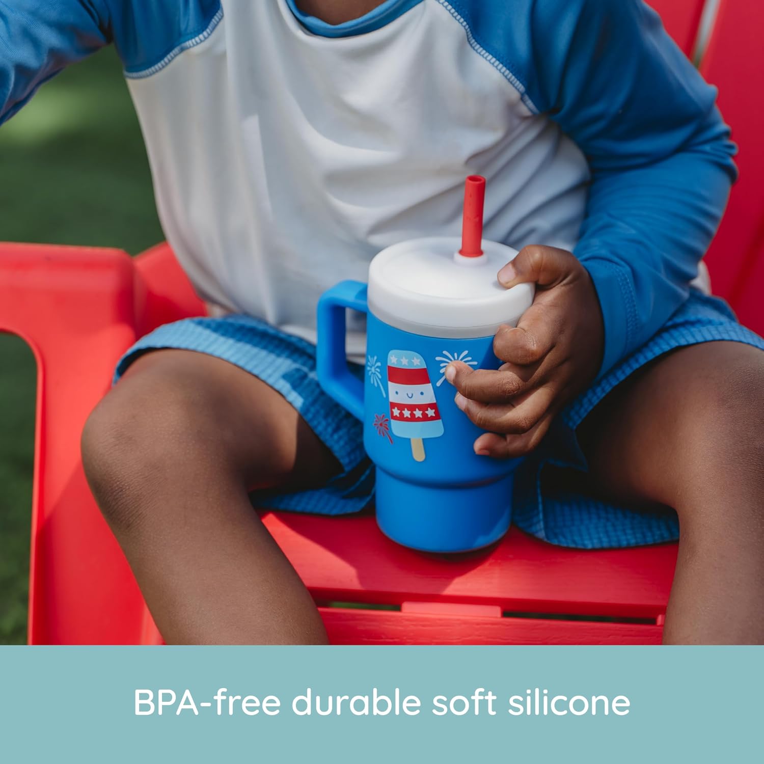 Infantino My 1st Tumbler, Silicone Sippy Cup with Straw & Handle, Spill-Resistant Baby Cup for On-the-Go, BPA-Free Transition Bottle, Popsicle