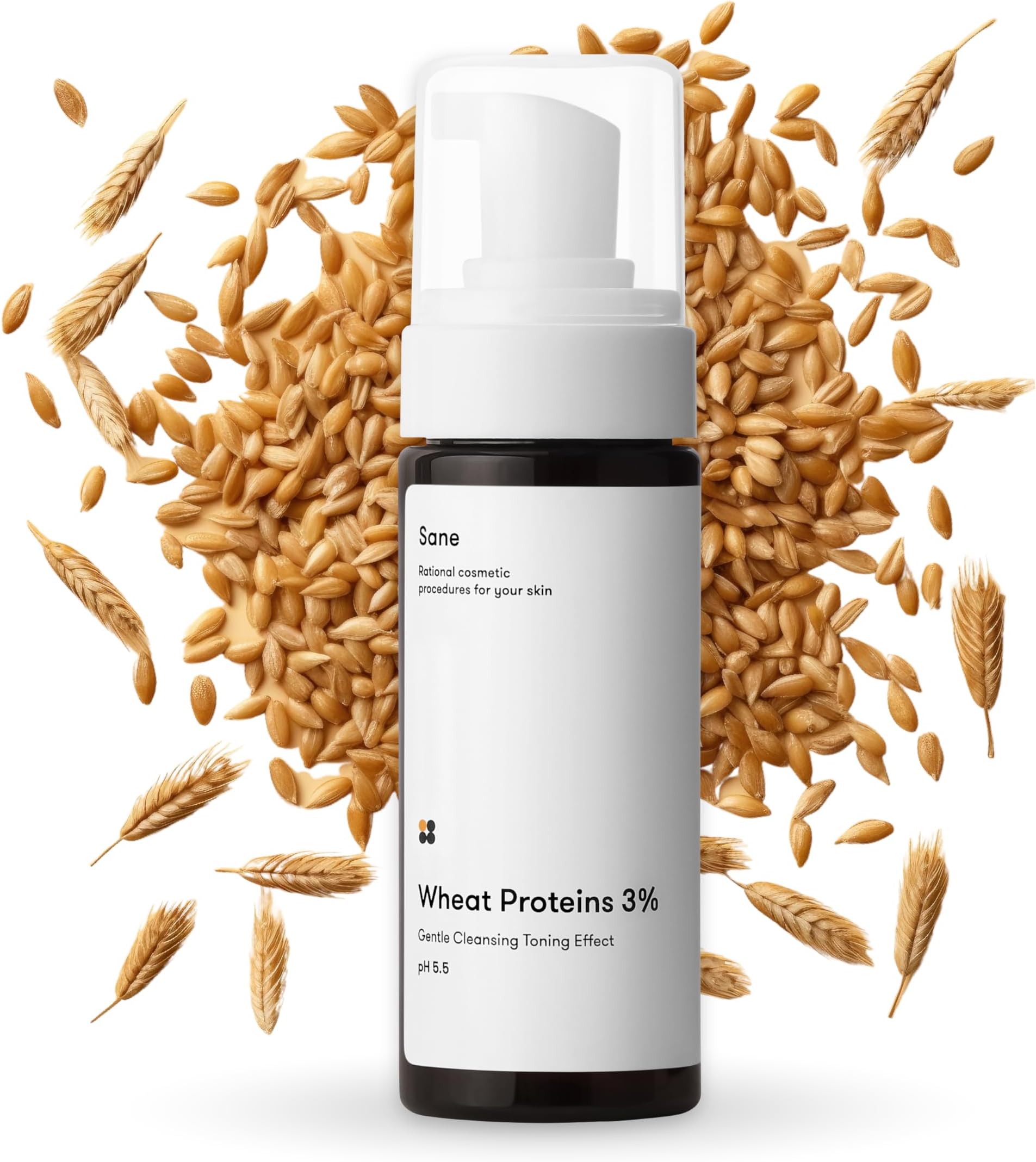 SaneFoaming Cleanser with 3% Wheat Proteins - 5.07 Fl Oz, Gentle Face Cleanser - Cleansing Foam that Enhances Skin Elasticity