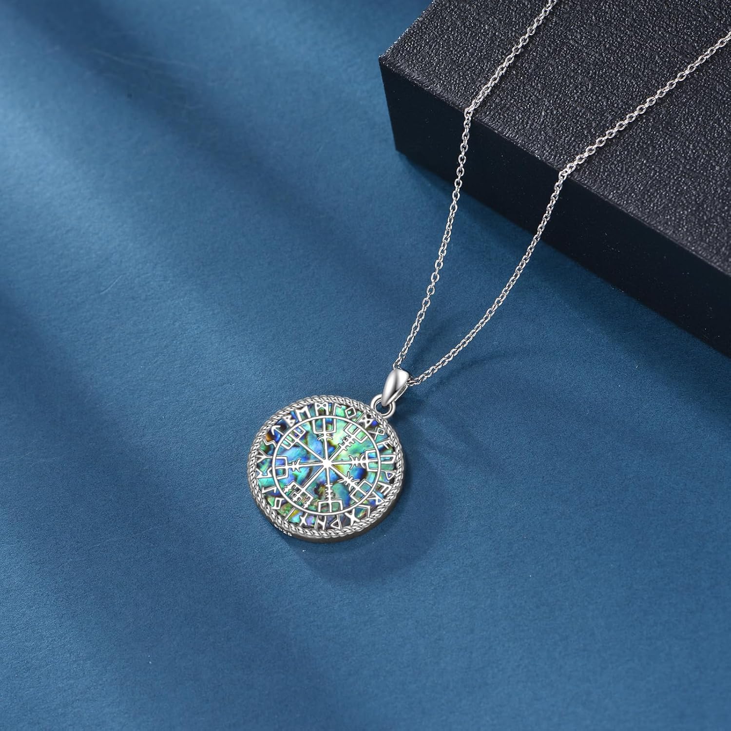 Viking Necklace S925 Sterling Silver Viking Compass Pendant Vegvisir Jewelry Gifts for Men Women - Image 2