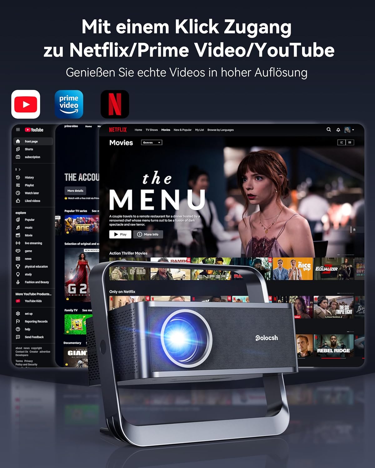 Projektor Polocsh P7 v prevádzke