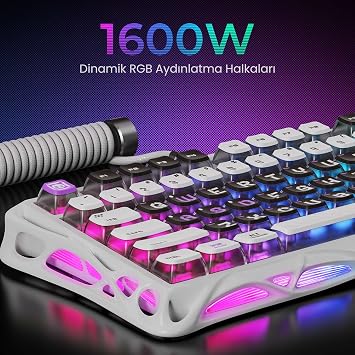 GravaStar Mercury V75 HE Hall Effect Magnetic Switch Gaming Keyboard, Hot-Swappable, Rapid Trigger, 8000Hz, 0.125ms Ultra Low Latency, Wired, RGB Illuminated, English Q, Mecha Gray