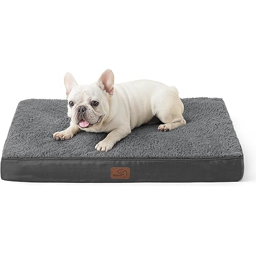 Bedsure Medium Dog Bed for Medium Dogs - Orthopedic Waterproof Dog Beds with Removable Washable Cover, Egg Crate Foam Pet Bed Mat, Suitable for Dogs Up to 35lbs, Dark Grey
