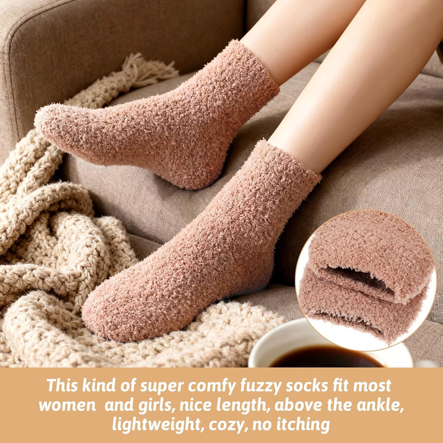 5 Pairs Fuzzy Socks for Women, Cozy Fuzzy Socks for Home Slipper, Microfiber Warm Sock for Sleeping Winter Christmas (Mixed Color) - Image 6