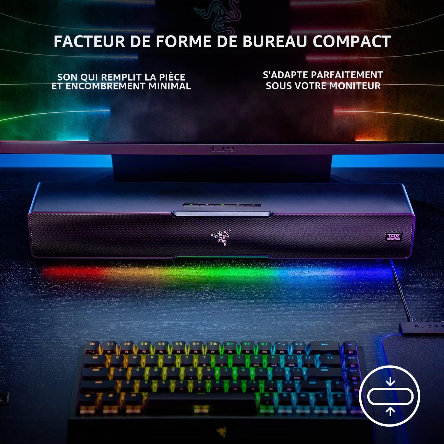 Razer Leviathan V2 : Barre de Son pour PC de Gaming Multi-Driver avec Subwoofer - THX Spatial Audio - Design Compact - Chroma RGB - Bluetooth 5.2 - pour Ordinateur de Bureau/Portable, Smartphones