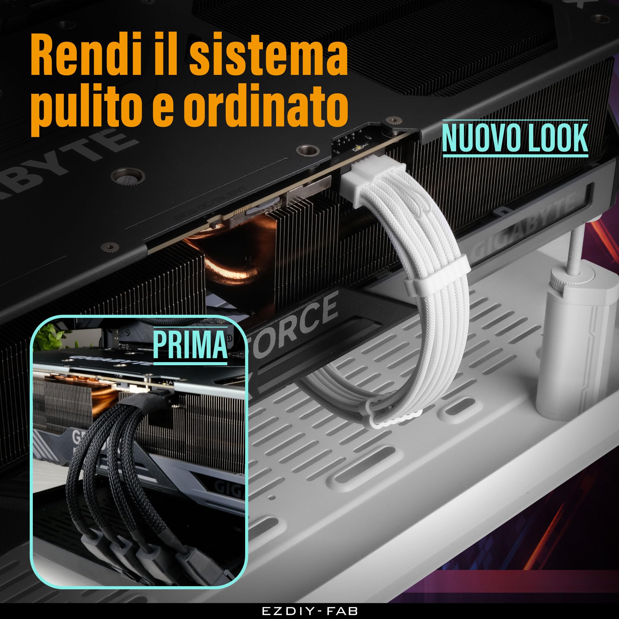 Prolunga Cavo Alimentazione GPU EZDIY-FAB - PCIe 5.0 16Pin A 4x PCIe 8Pin, Per RTX 4090/4080/3090Ti