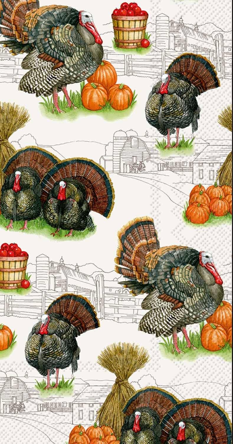 Ideal Home Range 3-Ply Paper Guest Towels, 16-Count, 8 1/2 x 4 1/2- Inches Folded, Harvest Turkey
