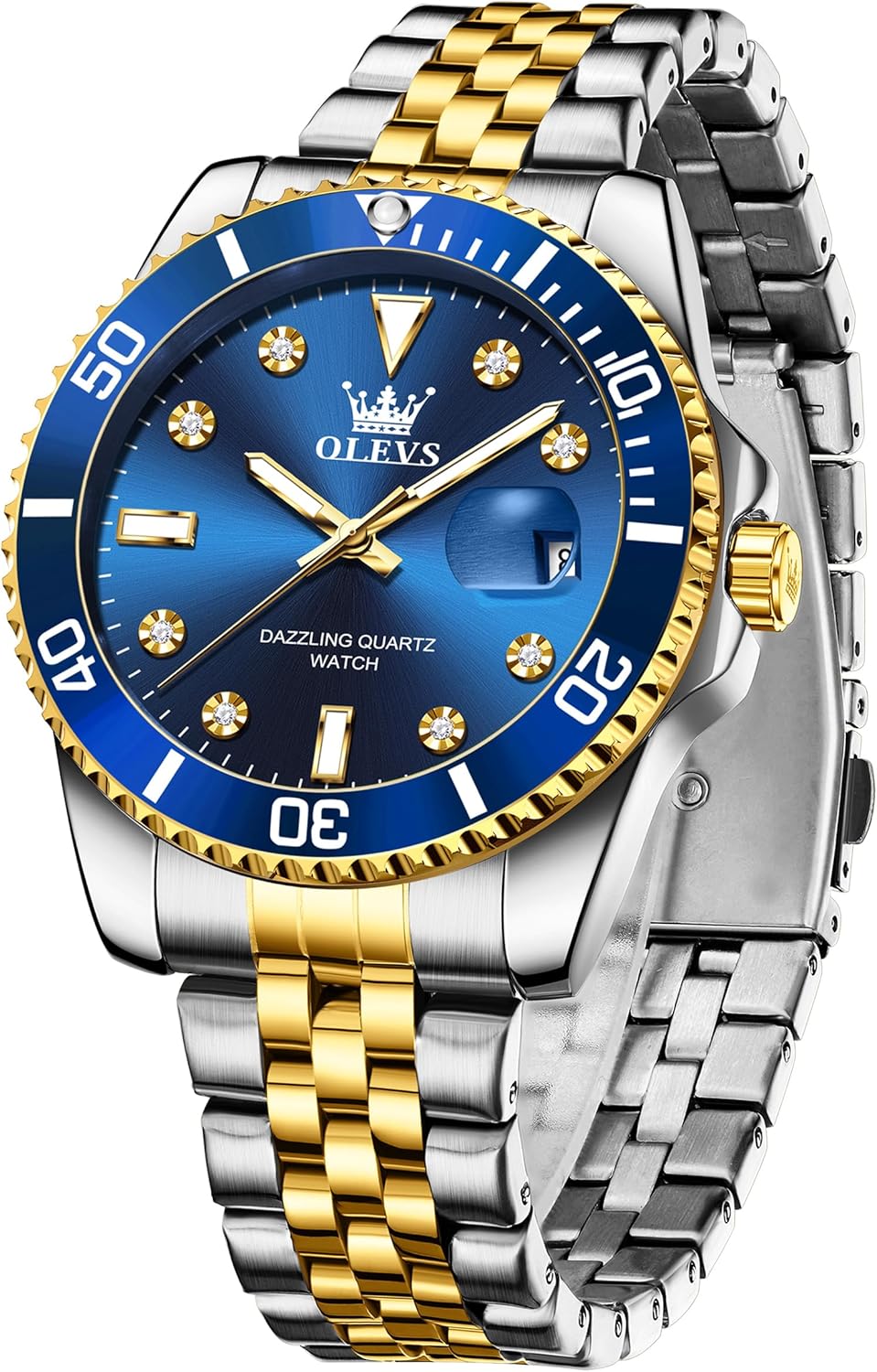 OLEVS Men's Stainless Steel Watches, Big Face Easy Read Analog Quartz Men Dress Watch with Calendar Date, Fashion Casual Waterproof Luminous Wrist Watches for Men - Image 9