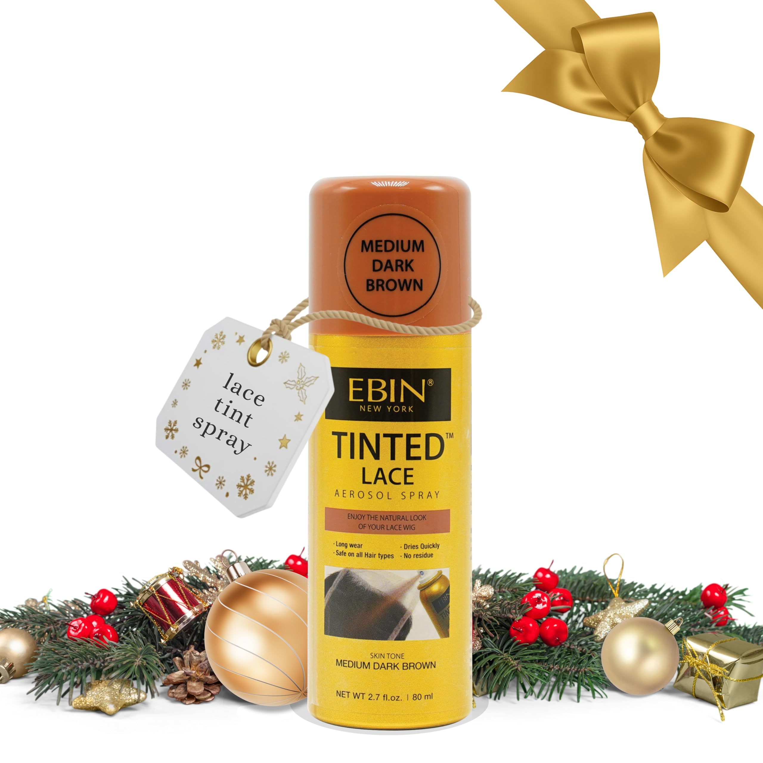 Tinted Lace Spray Medium Dark Brown | Quick Dry, Water Resistant and High Pigment Lace Tint for Wig | Even Spray, No Residue and Natural Finish | 80 ml