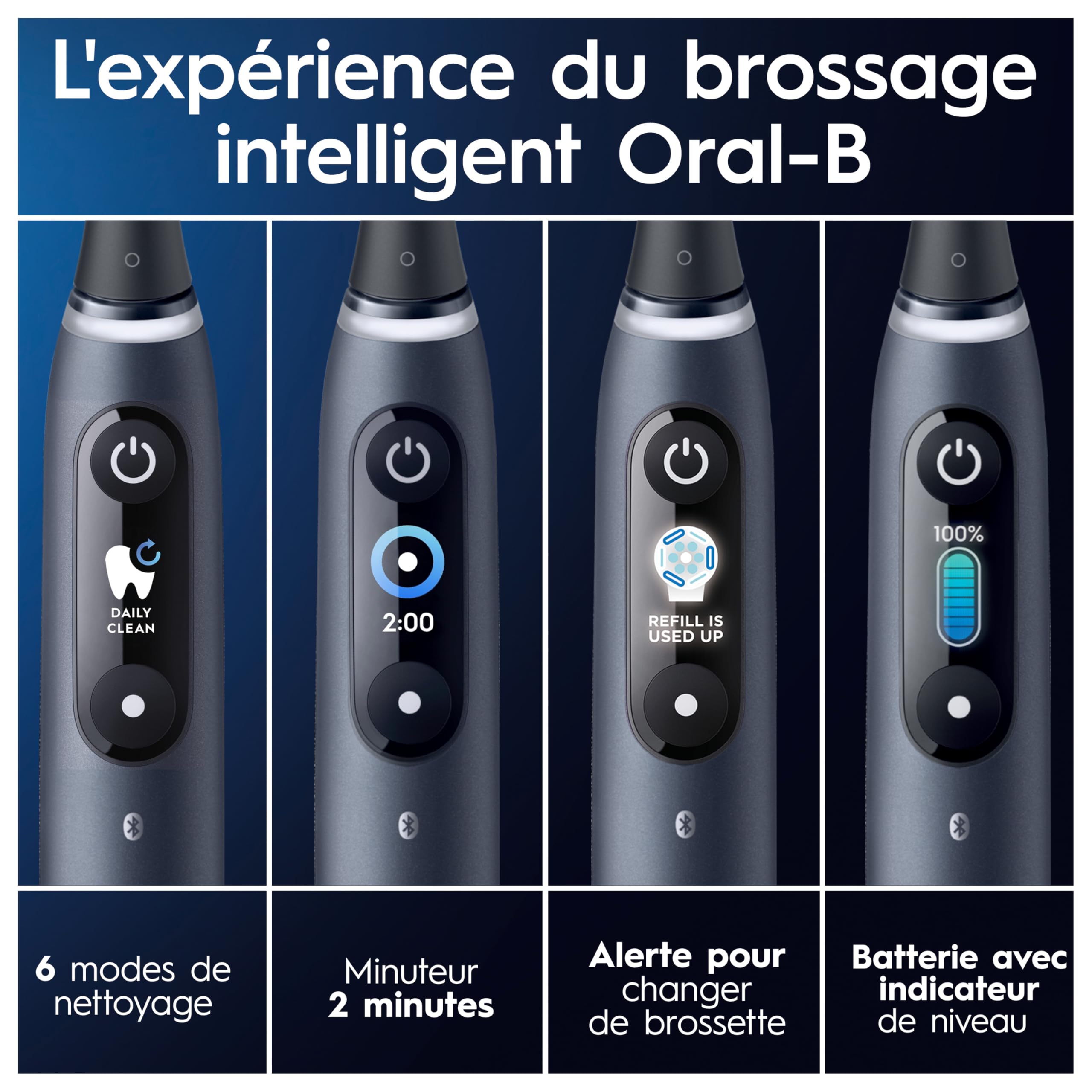 Oral-B iO 8N Brosse À Dents Électrique Noire connectée Bluetooth, 2 Brossettes, 1 Étui De Voyage