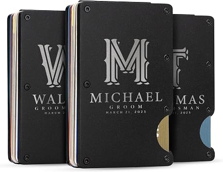 Amazing Set of 3, Personalized Groomsmen Proposal Gifts - Custom Wallet Set for Men - D1