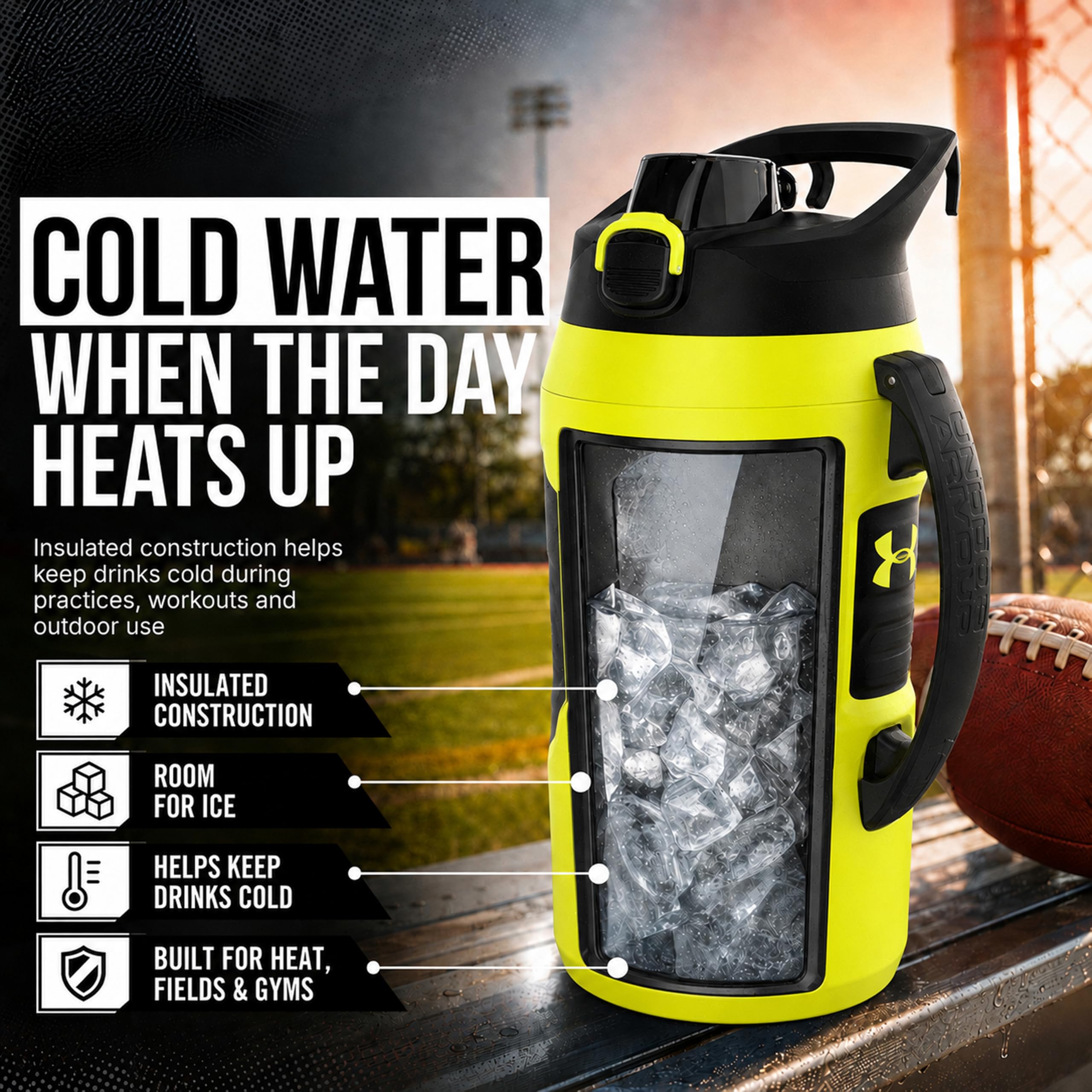 UA - Jarra Playmaker de 64 onzas, color amarillo/negro OSFA