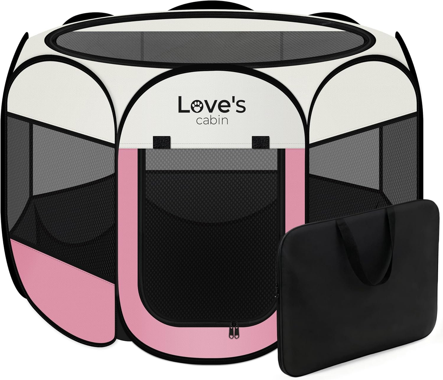 Portable Light Pink Dog Playpen & Cat Tent with Zipper Top Portable Light Pink Dog Playpen & Cat Tent with Zipper Top