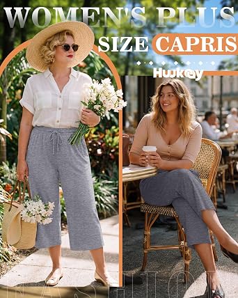 Huukeay 3 Pack Women's Plus Size Capris with Pockets
