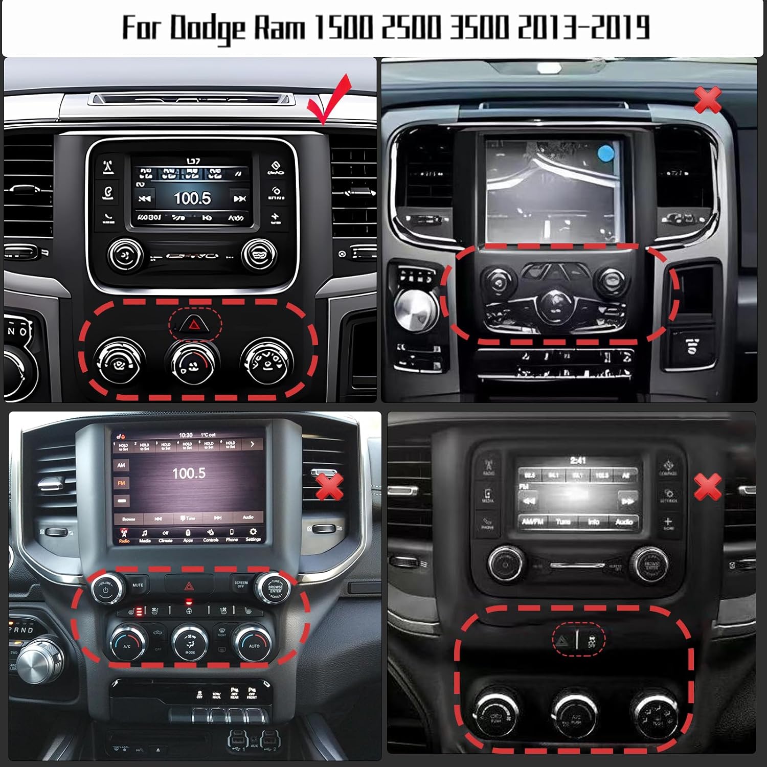 Android 14 Car Stereo Radio for Dodge Ram 1500 2500 3500 2013-2019 Built-in Carplay/Android Auto 9.7 inch Head Unit Tesla Style IPS Touch Screen with DSP Bluetooth GPS, FM WiFi, Manual AC Only