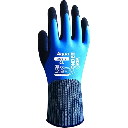 Wonder Grip Wg 318 Aqua Waterproof Gloves Blue Black L 9 Amazon Co Uk Diy Tools