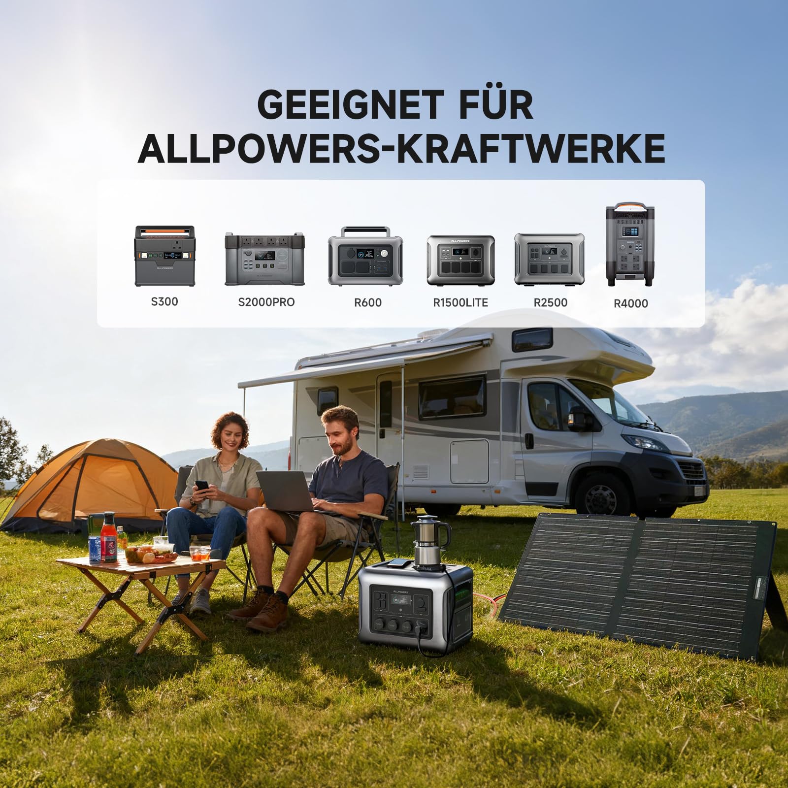 ALLPOWERS 100W Solar Panel SE100, IP68 Faltbares Solarpanel, 25% Wirkungsgrad Monokristalline Solarmodule für S & R Serie Tragbare Powerstation, Photovoltaik Modul Solaranlage für Balkon Wohnmobil RV