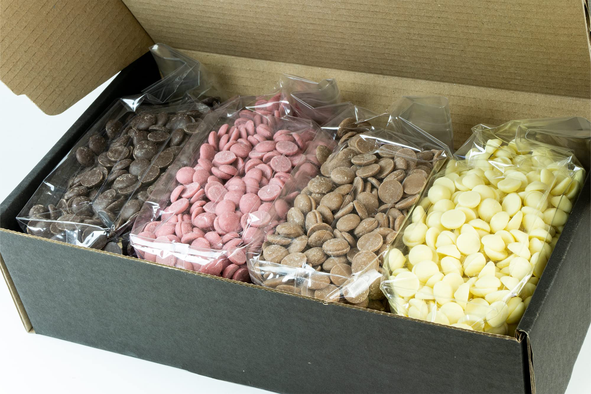 CHOCO SECRETS | 4 x 600g Pépites de Chocolat | Chocolat Lait Entier, Noir, Blanc & Rubis | Chocolat Belge premium, Fontaine Chocolat, Chocolat Pâtissier, Chocolat de Couverture Lait | Fondue Chocolat