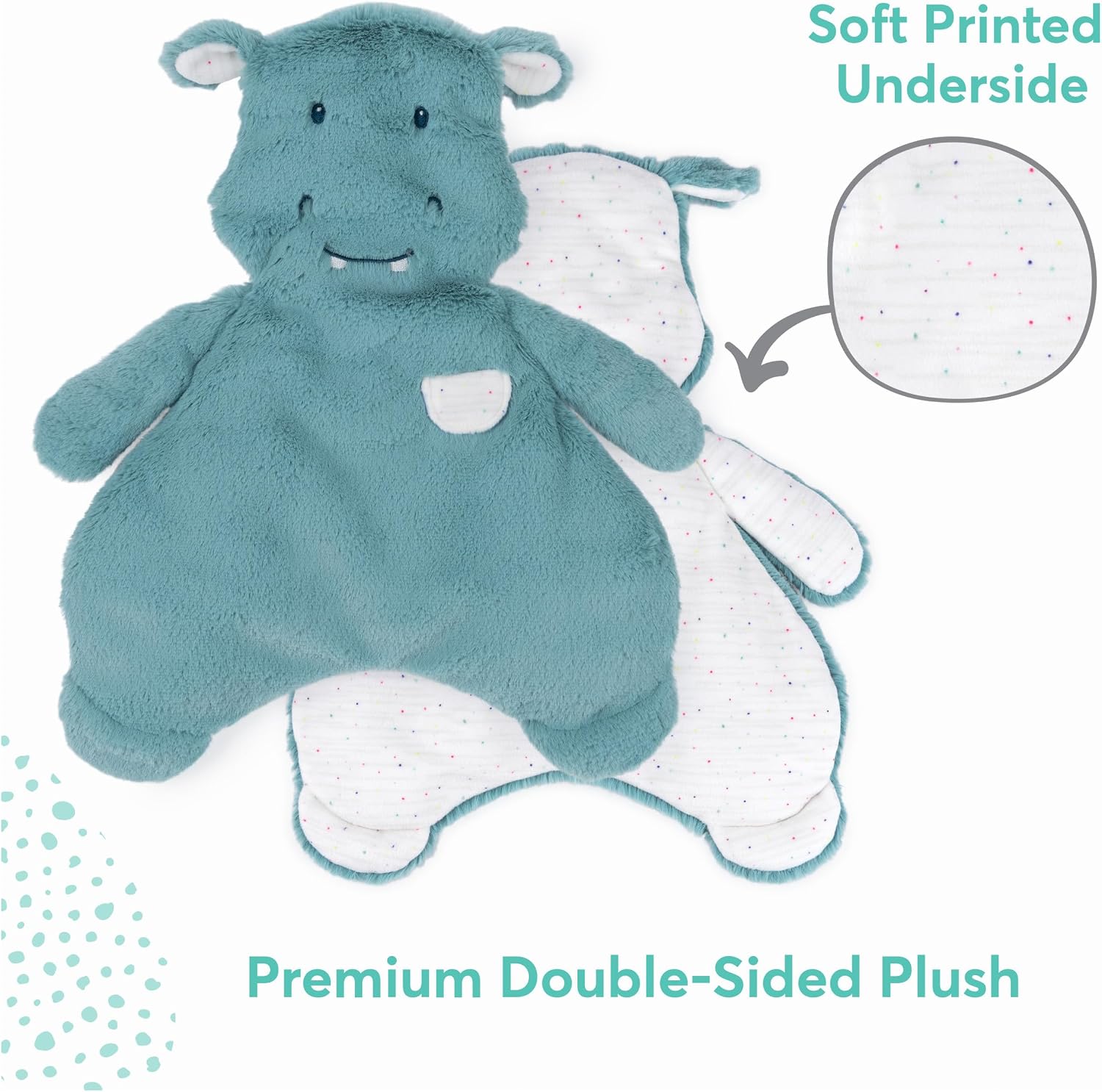 GUND Baby Oh So Snuggly Hippo Lovey, Premium Soft Plush Blanket for Babies and Newborns, Teal