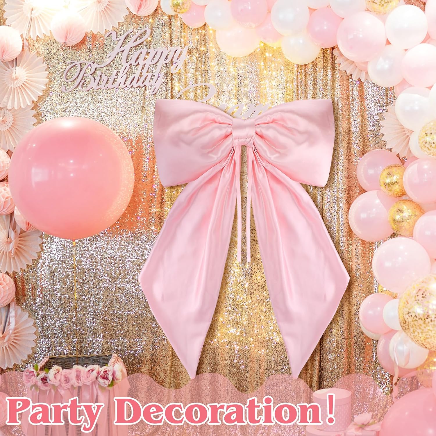 Breling 28 Inch Giant Pink Satin Car Bow Magnetic Gift Wrap for Wedding image 5