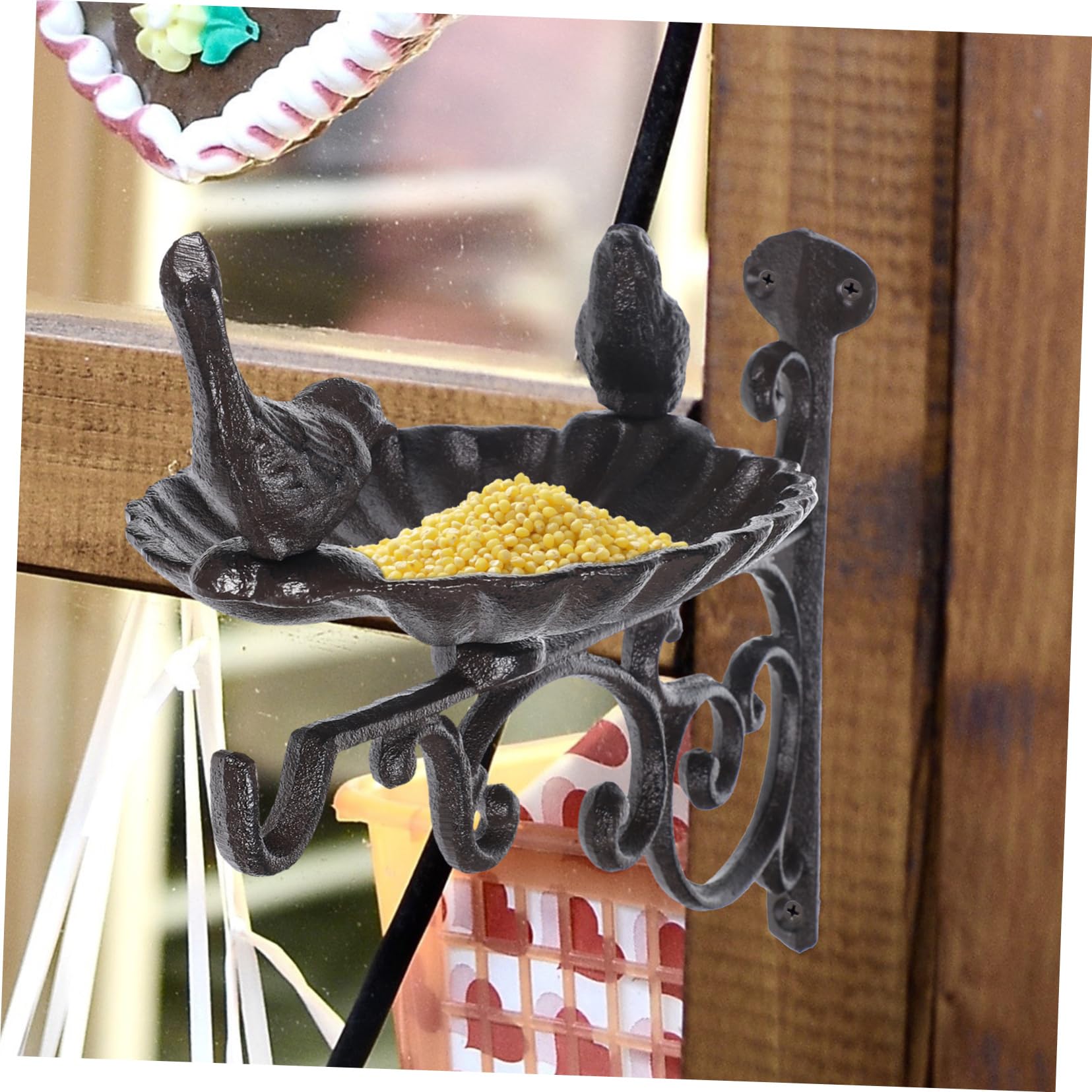 Soporte De Hierro Para Comederos De Pájaros y Bebederos Diseño Decorativo Para Jardín o Terraza Soporte De Pared Resistente y Para Aves