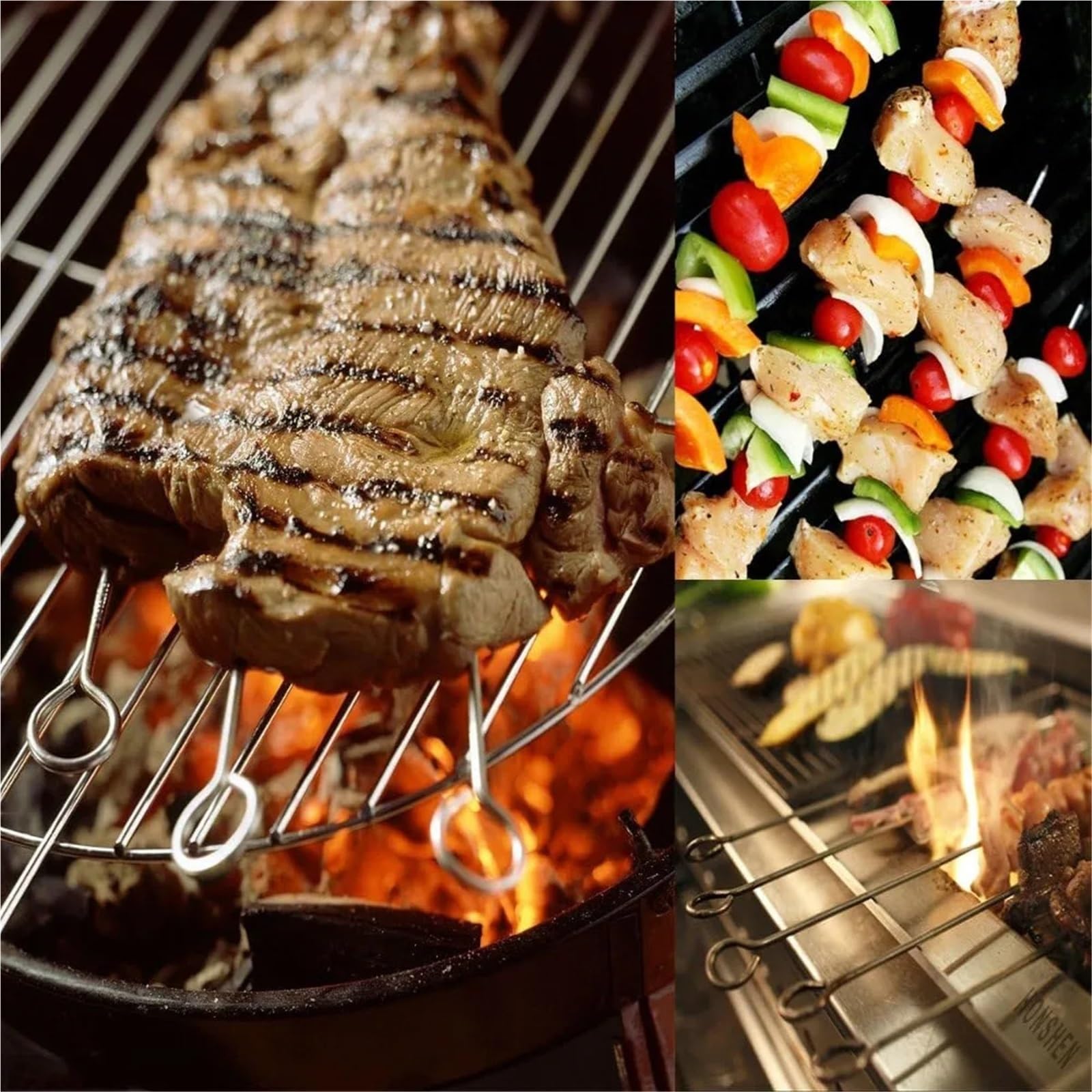 80 pezzi riutilizzabili for barbecue in acciaio inossidabile spiedini for Kabob arrosto oca for forno sospeso per Barbecue