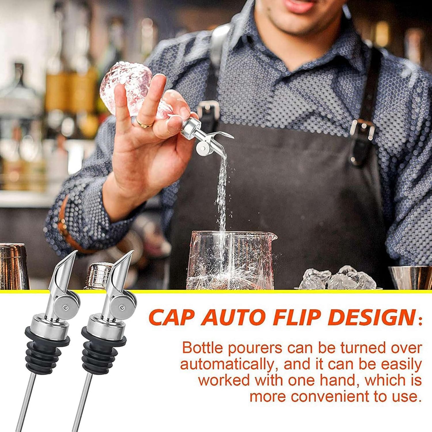 48PCS Stainless Steel Liquor Bottle Pourers, Auto Flip Olive Oil Spou Alcohol for About 3/4Inch Bottle Mouth Silver
