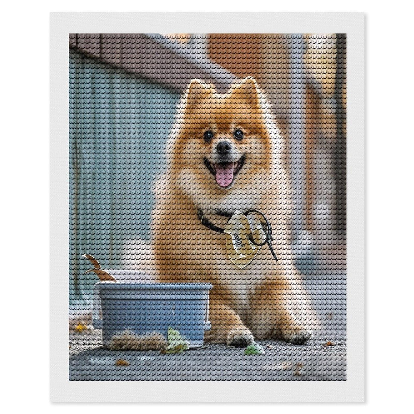 FekiLoot Short-haired Pomeranian Dog Diamond Painting Kits for Adults Round Paint with Diamonds Pictures Gem Art Painting Kits Personalized Diamond Art Full Drill for Beginners Home Wall Decor